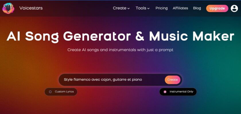 voicestar generer musique avec IA